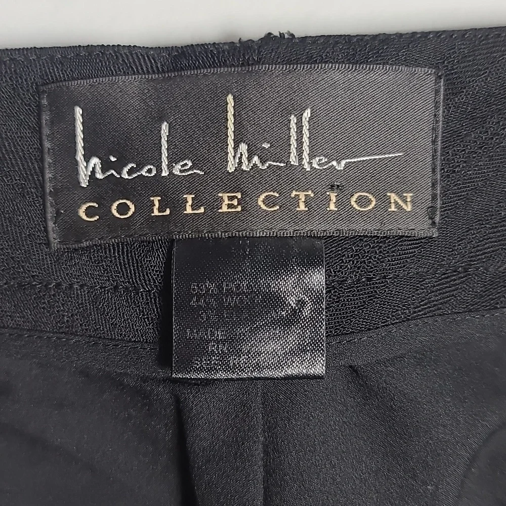 NICOLE MILLER Collection Wool Embroidered Pants in Black Size Small